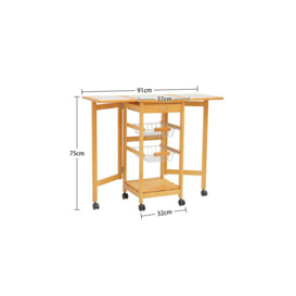Ceramic Tile Top Pine Kitchen Trolley Foldable Dining Table - thumbnail 3