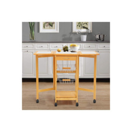 Ceramic Tile Top Pine Kitchen Trolley Foldable Dining Table - thumbnail 2