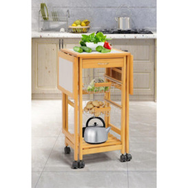 Ceramic Tile Top Pine Kitchen Trolley Foldable Dining Table