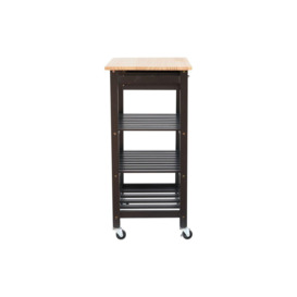 Black 4 Tier Modern Wooden Kitchen Trolley with Drawer & Wine Rack - thumbnail 3