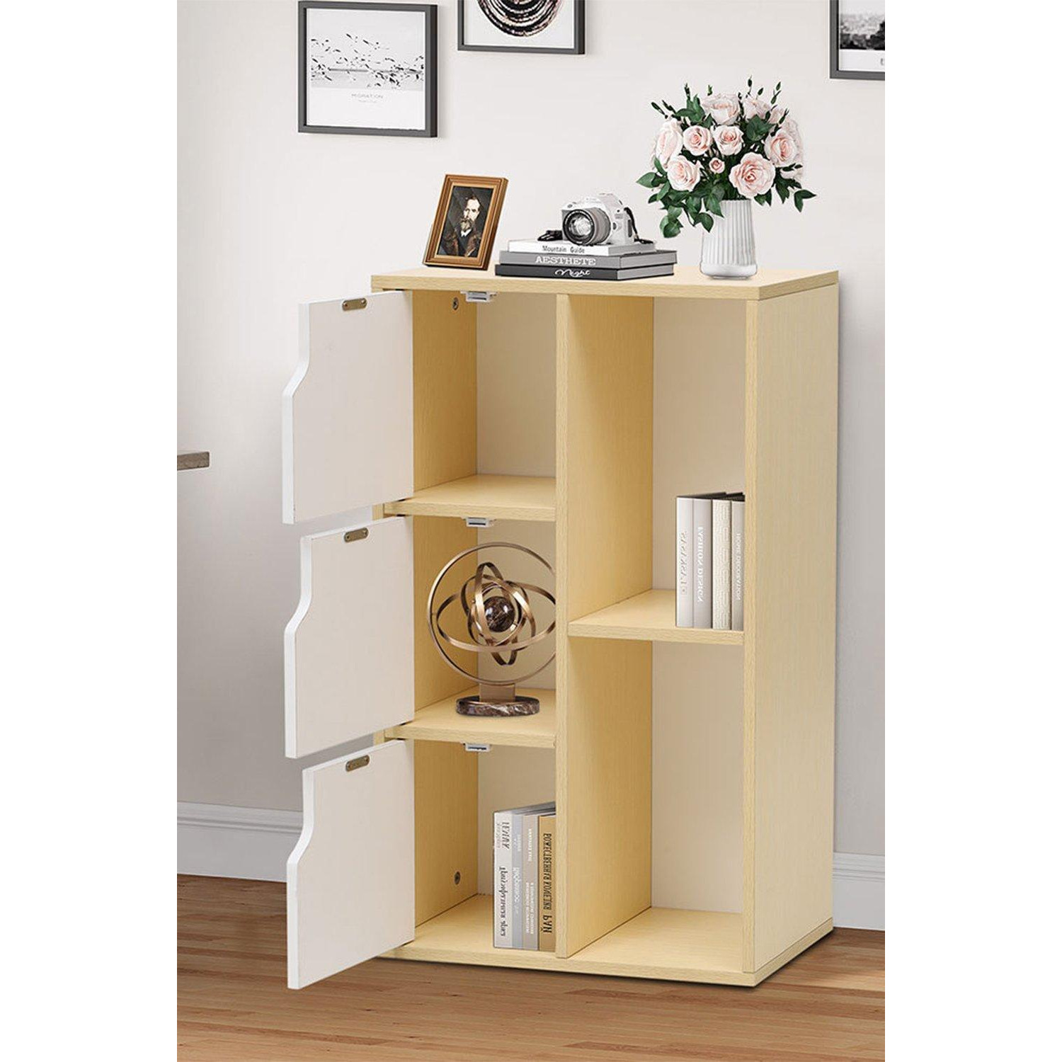 Wooden Bookcase Storage Cabinet with Doors and Open Shelf - image 1