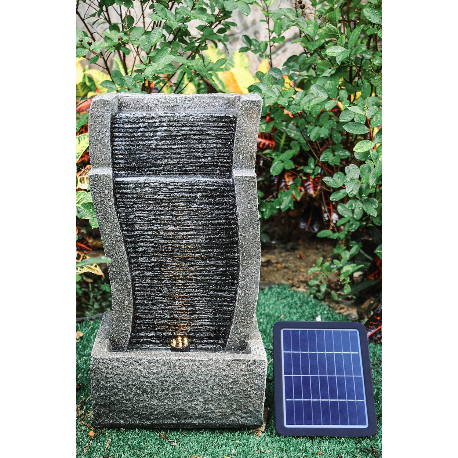 Water Feature Decor Fountain Rockery Solar Powered Garden Outdoor - image 1
