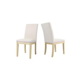 2Pcs Modern Upholstered Dining Chairs with Nailed Trim