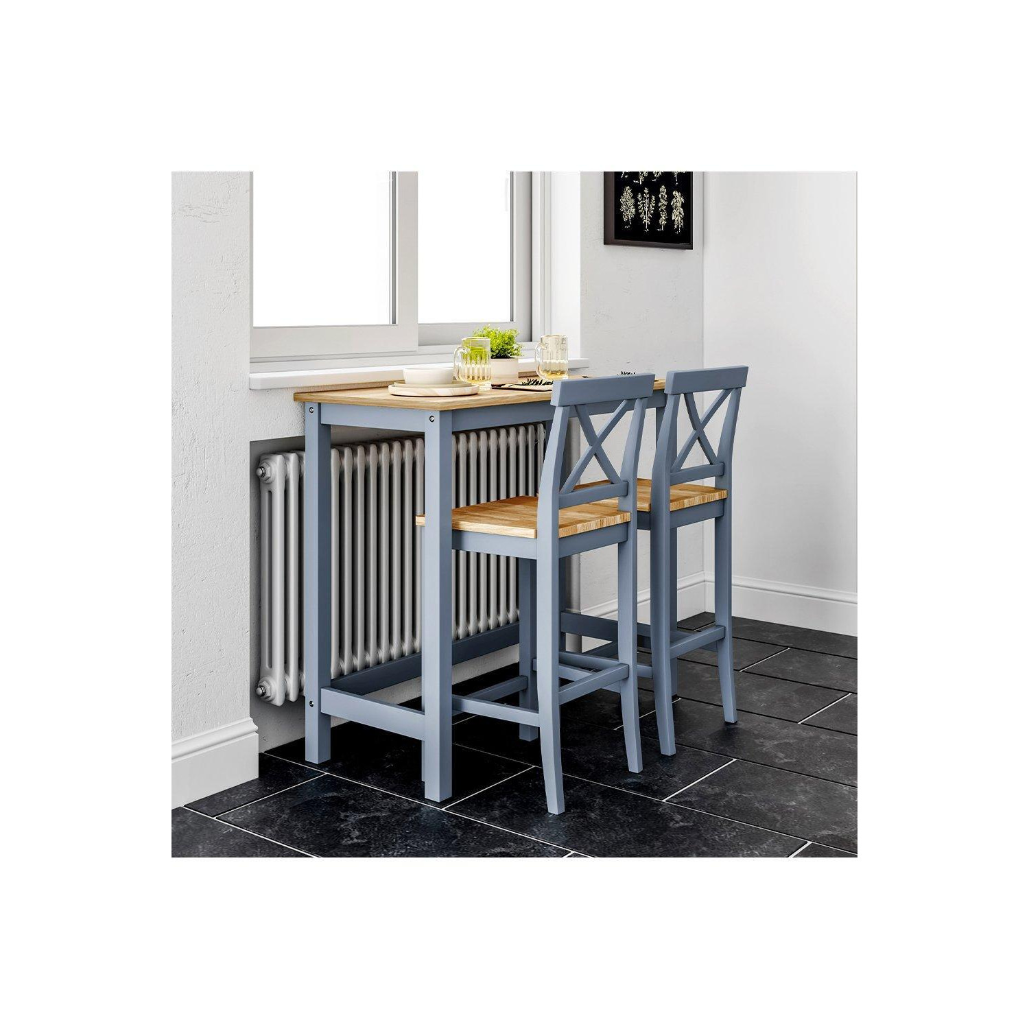 3Pcs Grey Wooden High Bar Table and Stools Set - image 1