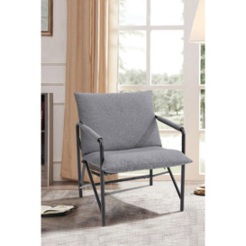 Modern Minimalist Linen Armchair with Metal Frame - thumbnail 2
