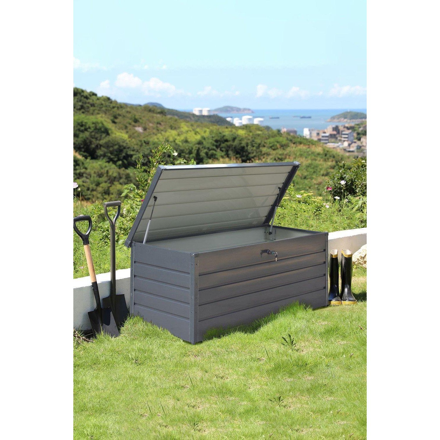 600L Metal Outdoor Garden Storage Box Lockable - image 1