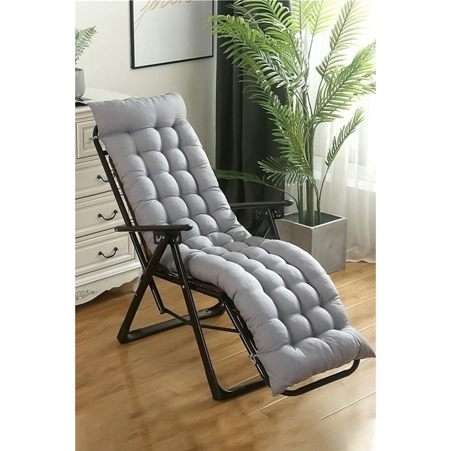 160cm W x 50cm D Grey Garden Lounger Seat Cushion - image 1