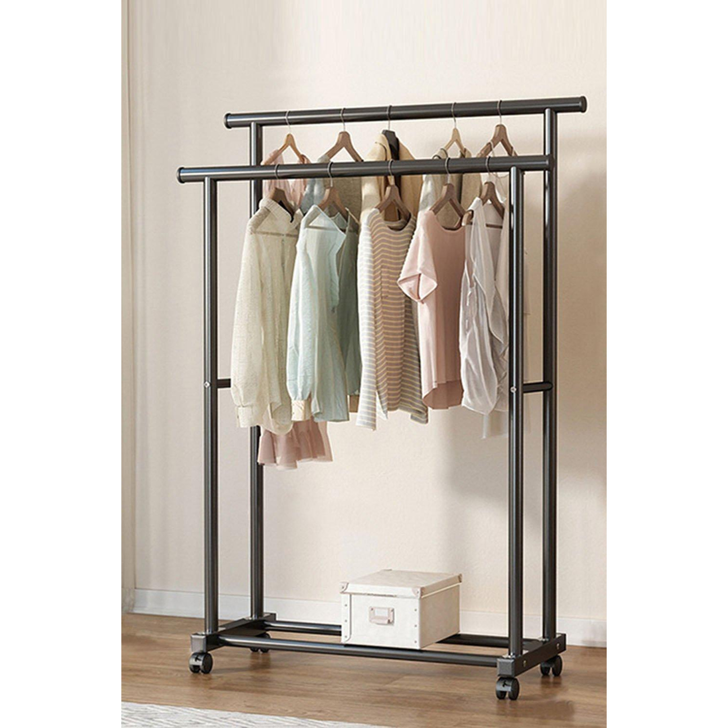 Double Rails Clothes Hanging Rack Storage Shelf by Debenhams