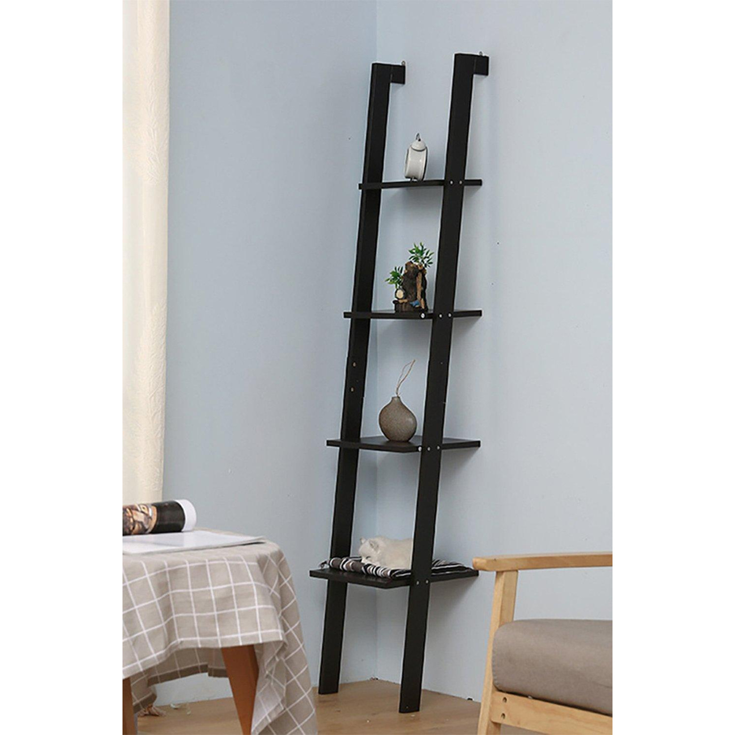 Industrial Ladder Shelf 4-Tier Bookcase Rack 160CM Storage Unit - image 1
