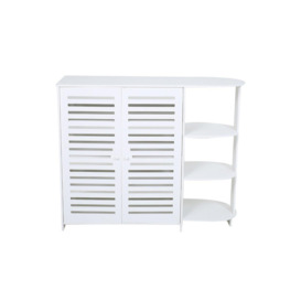 Plastic Wood Shoe Cabinet Storage Shelf for Entryway - thumbnail 2