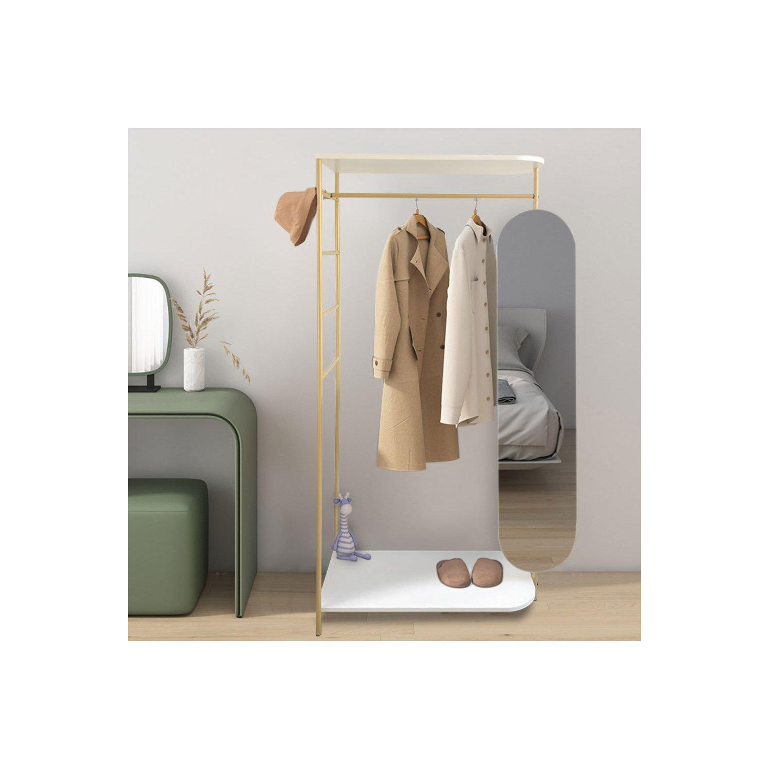 Modern Metal Clothes Rail with Mirror - image 1