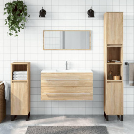 Bathroom Cabinet with Mirror Sonoma Oak Engineered Wood - thumbnail 1