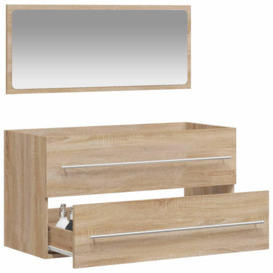 Bathroom Cabinet with Mirror Sonoma Oak Engineered Wood - thumbnail 3