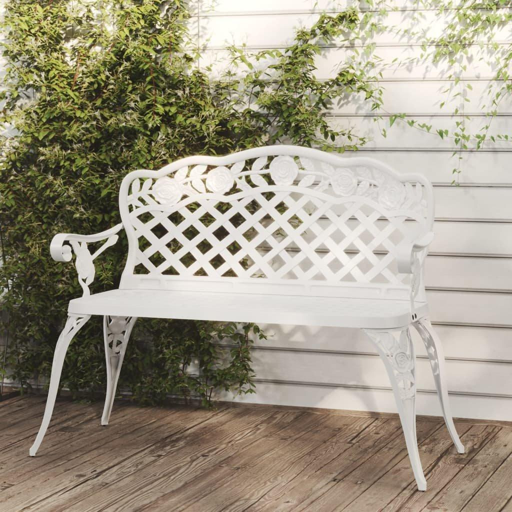 Garden Bench 108 cm Cast Aluminium White - image 1