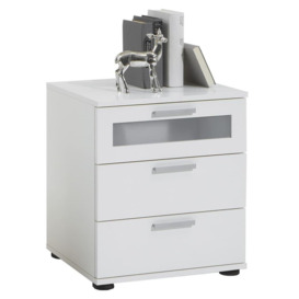 FMD Bedside Table with 3 Drawers White - thumbnail 1
