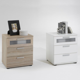 FMD Bedside Table with 3 Drawers White - thumbnail 2