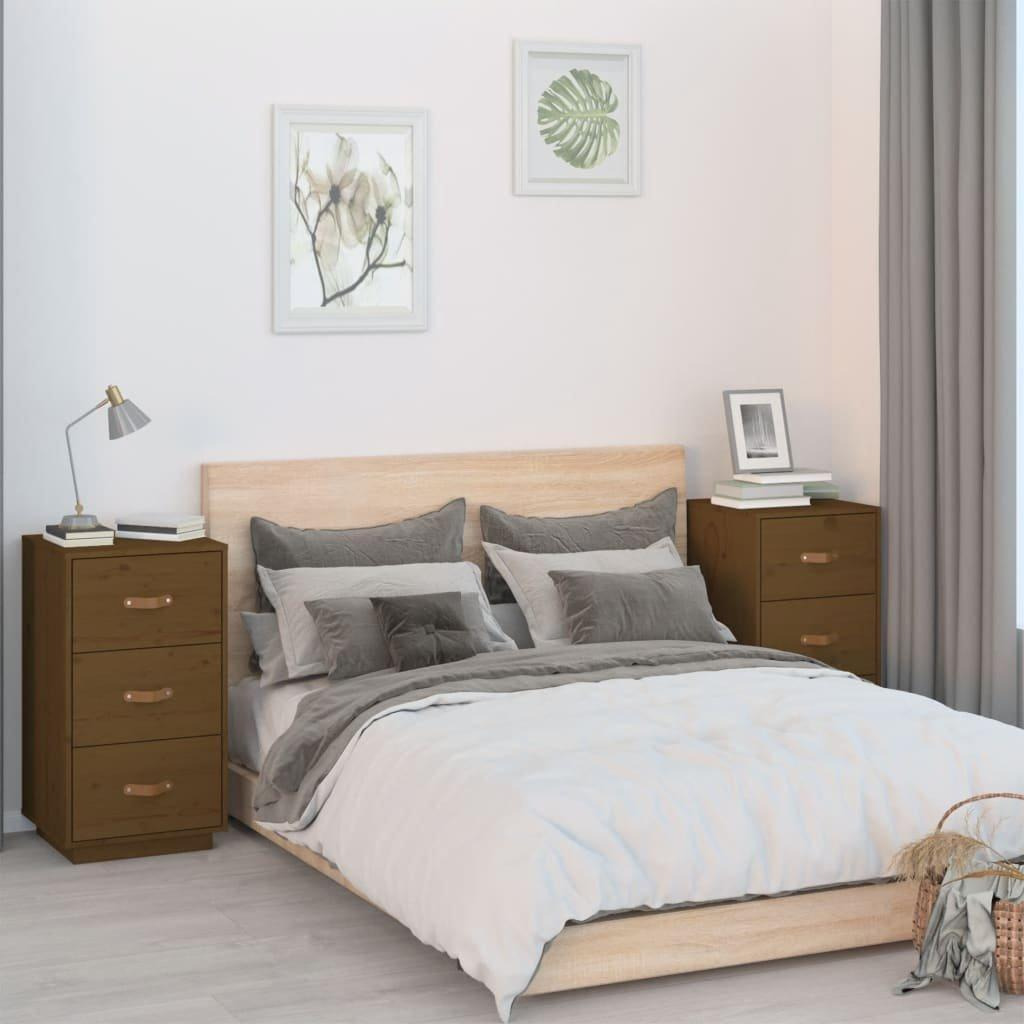Bedside Cabinets 2 pcs Honey Brown 40x40x75 cm Solid Wood Pine - image 1