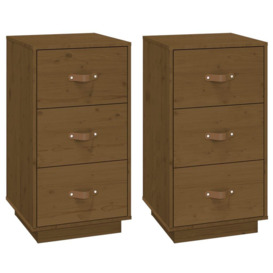 Bedside Cabinets 2 pcs Honey Brown 40x40x75 cm Solid Wood Pine - thumbnail 2