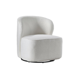 Chic Upholstered White Swivel Chair - thumbnail 1