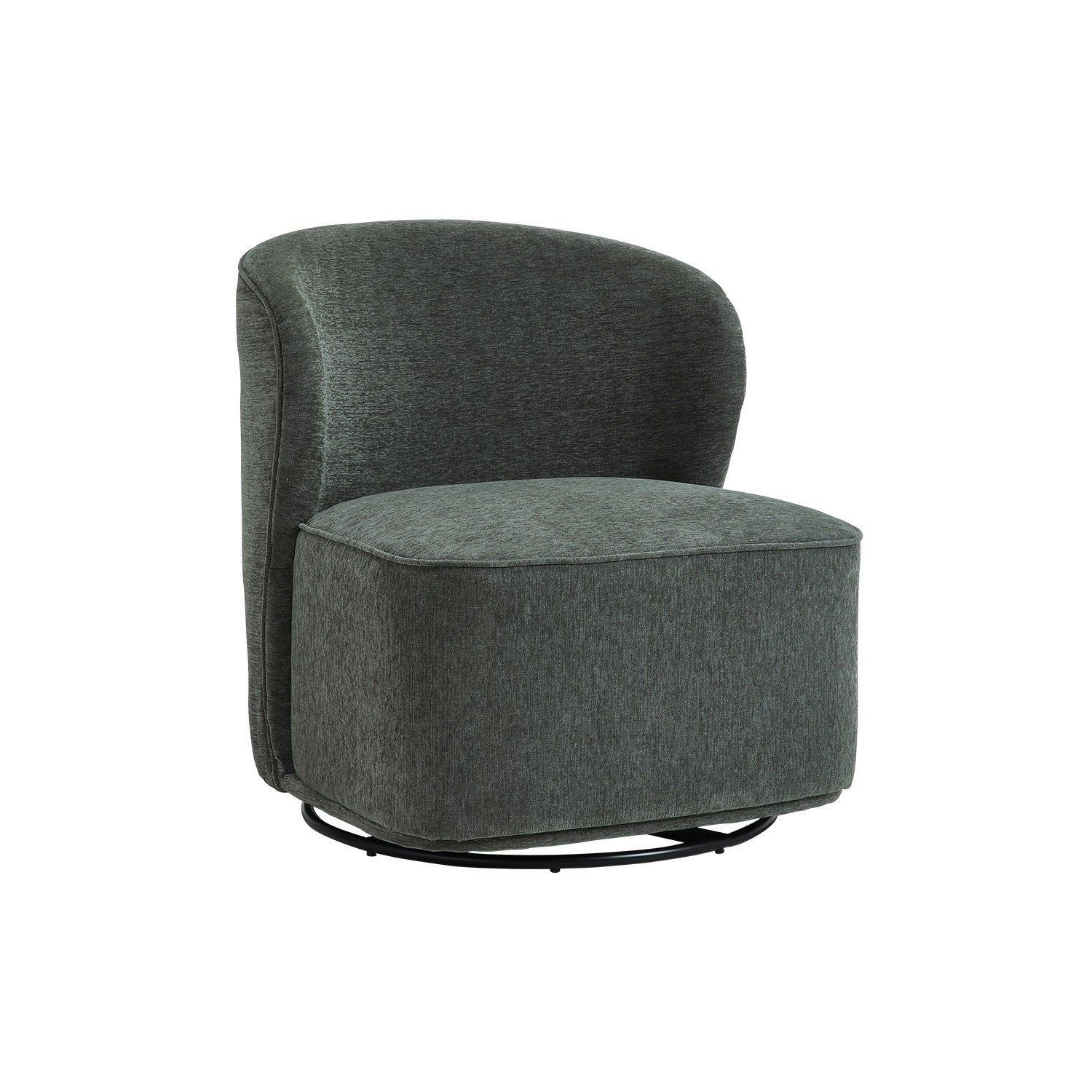 Chic Upholstered Dark Green Swivel Chair - image 1