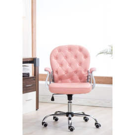Pink Faux Leather Ergonomic Office Chair with Wheels