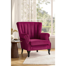 Old-fashion Velvet Wing Back Armchair with Studs - thumbnail 2