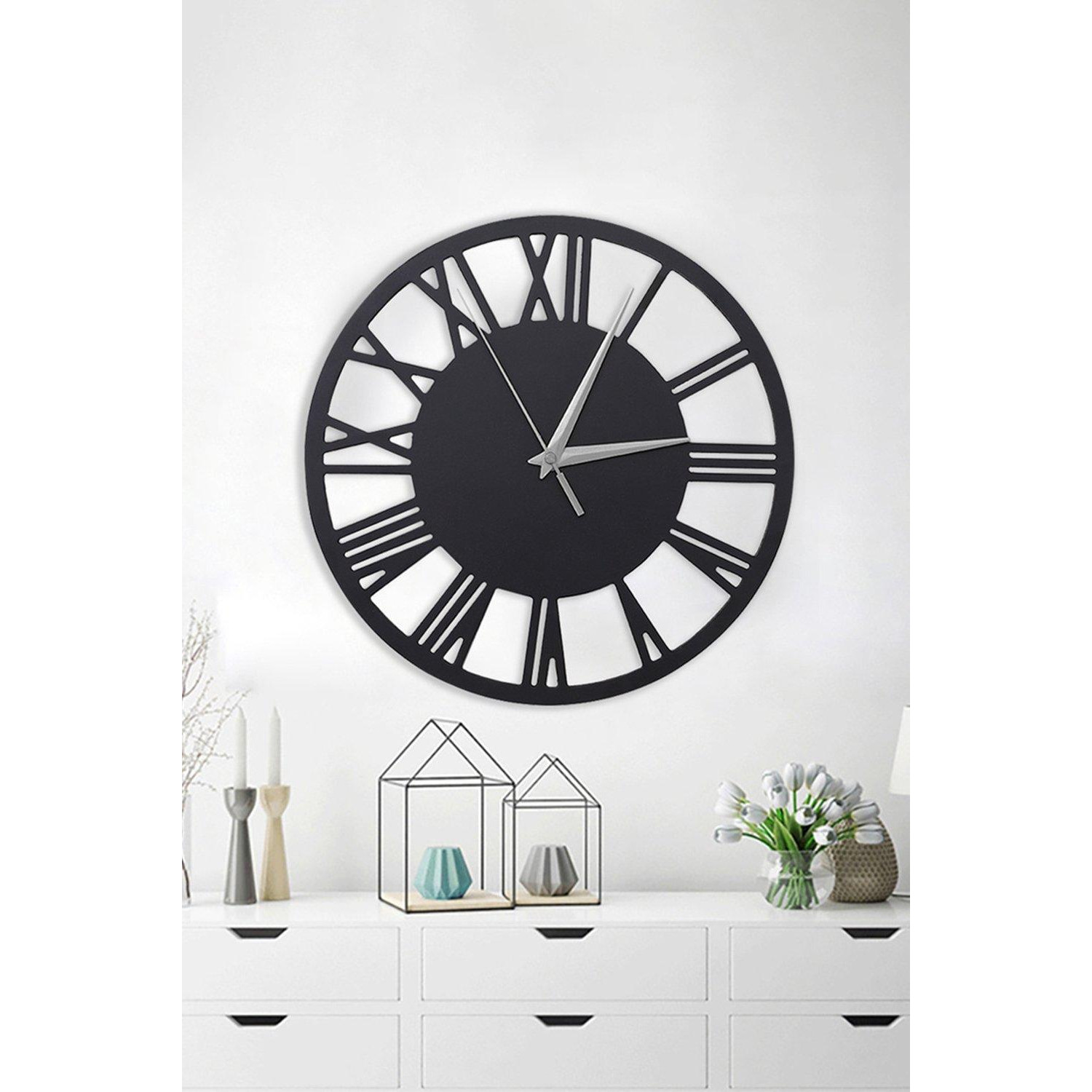 30cm Dia Round Roman Numeral Decorative Wall Clock with Silver Needle - image 1