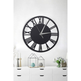 30cm Dia Round Roman Numeral Decorative Wall Clock with Silver Needle - thumbnail 1
