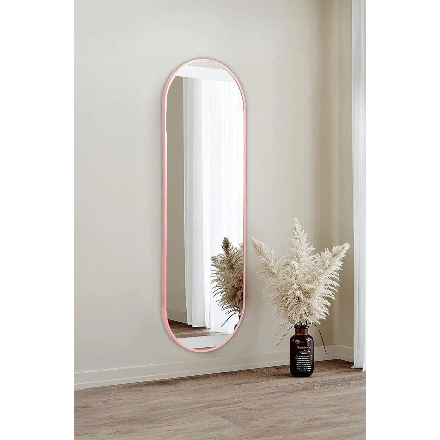 40cm W x 150cm H Rose Gold Modern Oval Metal Wall Mounted Full Length Mirror - image 1