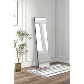 40cm W x 150cm H Black Rectangle Floor Mirror with Thin Metal Frame - thumbnail 1