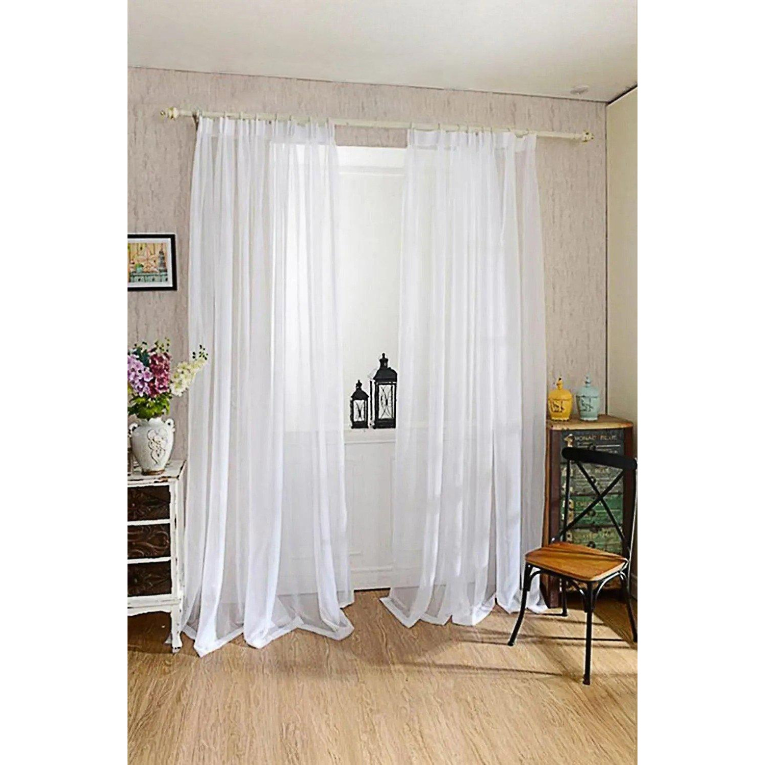 100cm W x 200cm H Single Piece White Voile Panel Sheer Curtain - image 1