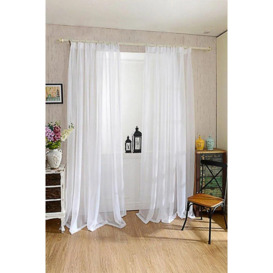 100cm W x 200cm H Single Piece White Voile Panel Sheer Curtain - thumbnail 1