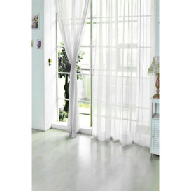 100cm W x 200cm H Single Piece White Voile Panel Sheer Curtain - thumbnail 2