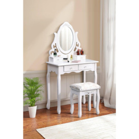 Stylish Makeup Vanity Desk with Mirror and Stool