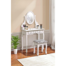 Modern Makeup Vanity Desk Set with Mirror and Stool