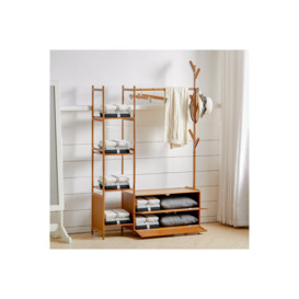 Freestanding Bamboo Clothes Rack with Storage Shelves - thumbnail 3