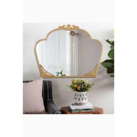 88cm W x 69cm H Gold Crown-Shaped Carved Wall Mounted Metal Frame Makeup Mirror