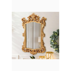 94cm W x 148cm H Gold Baroque Style Irregular Art Deco Carved Wall Mirror with PU Frame