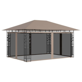 Gazebo with Mosquito Net&LED String Lights 4x3x2.73 m Taupe - thumbnail 3