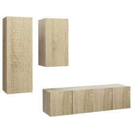 4 Piece TV Cabinet Set Sonoma Oak Engineered Wood - thumbnail 2