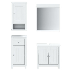 4 Piece Bathroom Furniture Set BERG White Solid Wood Pine - thumbnail 2