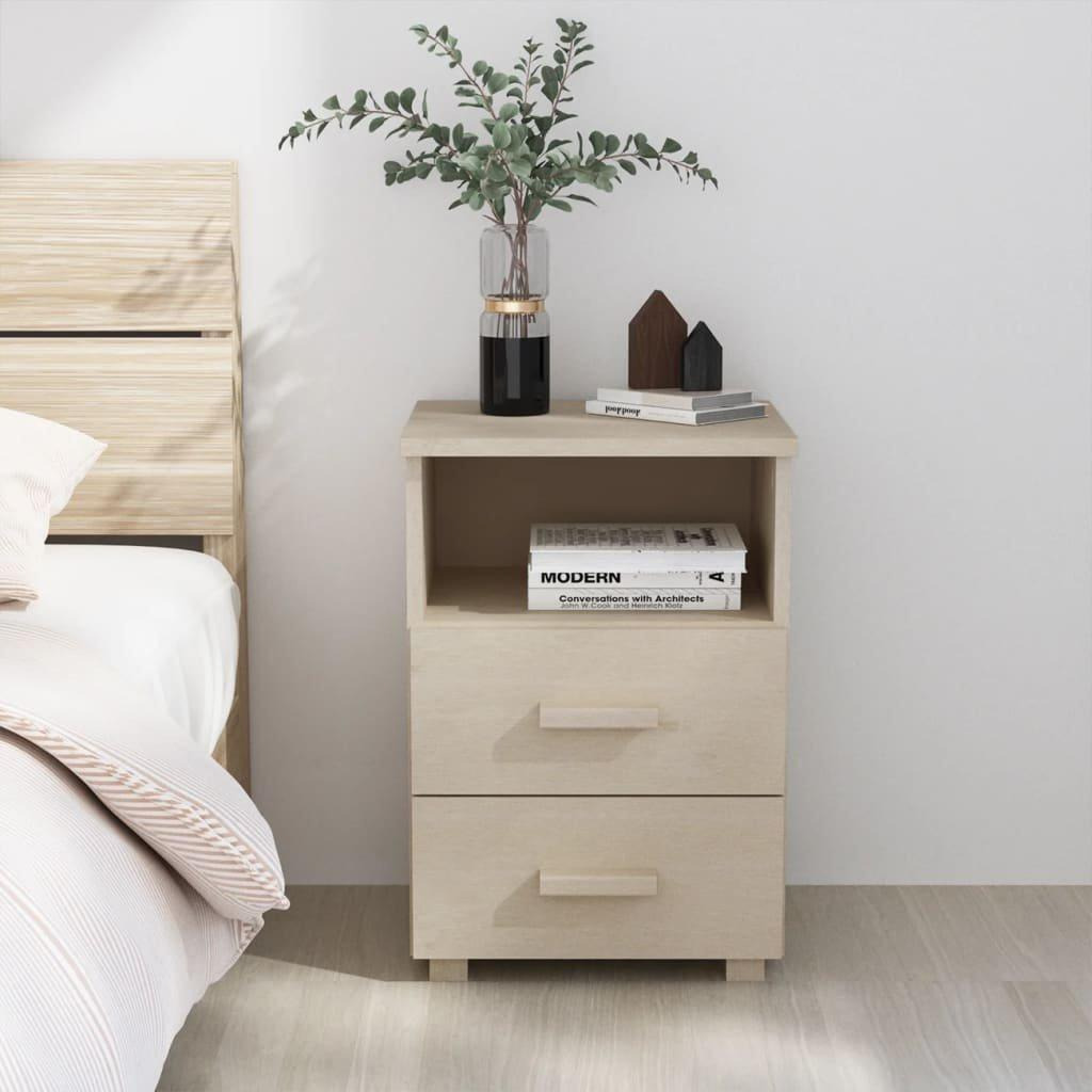 Bedside Cabinet HAMAR Honey Brown 40x35x62 cm Solid Wood Pine - image 1