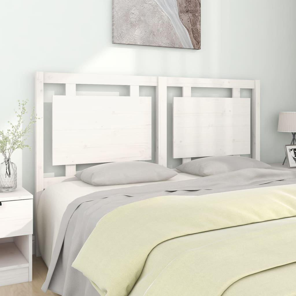 Bed Headboard White 155.5x4x100 cm Solid Pine Wood - image 1