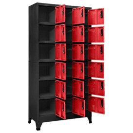 Locker Cabinet Anthracite and Red 90x40x180 cm Steel - thumbnail 3