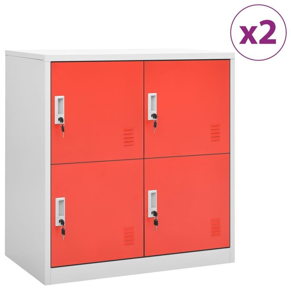 Locker Cabinets 2 pcs Light Grey and Red 90x45x92.5 cm Steel - image 1