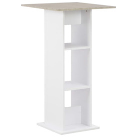 Bar Table White and Concrete 60x60x110 cm - thumbnail 1