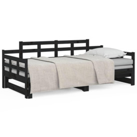 Pull-out Day Bed Black Solid Wood Pine 2x(80x200) cm - thumbnail 2