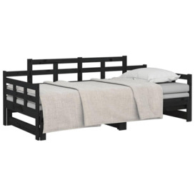 Pull-out Day Bed Black Solid Wood Pine 2x(80x200) cm - thumbnail 3