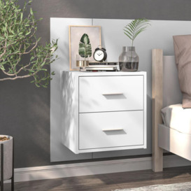 Wall-mounted Bedside Cabinet High Gloss White - thumbnail 1