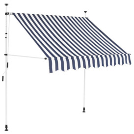 Manual Retractable Awning 150 cm Blue and White Stripes - thumbnail 1